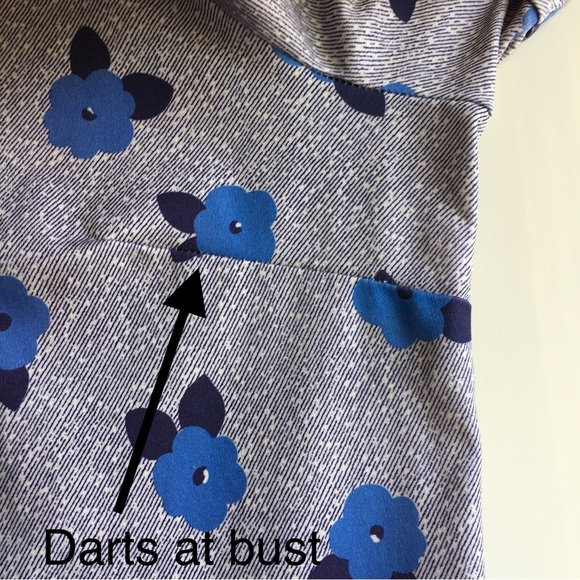 Vintage blue floral boxy buttoned womens short sleeve top blouse button 44 large - Picture 5 of 10